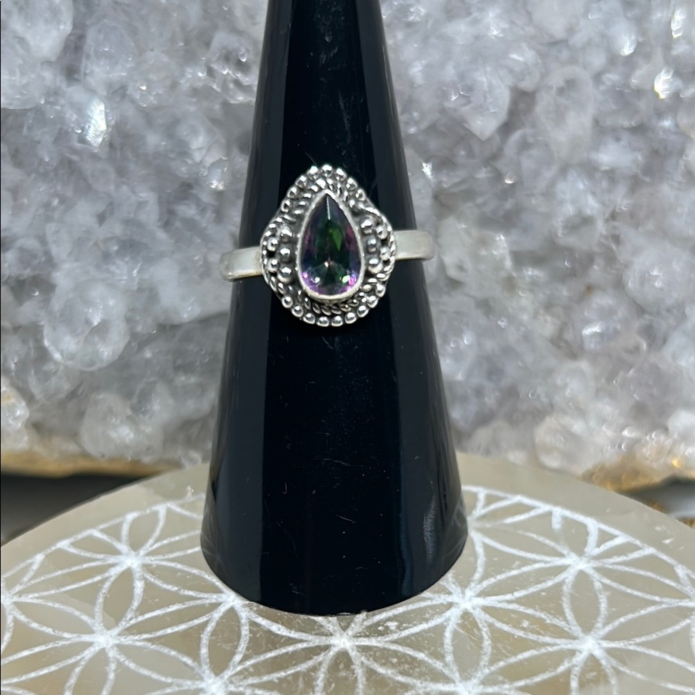 Rainbow Topaz Ring 925